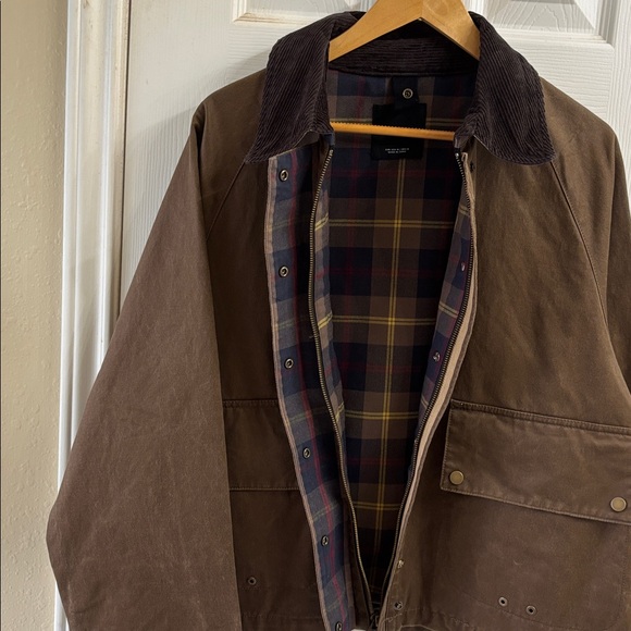 Mango Brown and Plaid waxed effect Parka.NWT - Picture 3 of 12